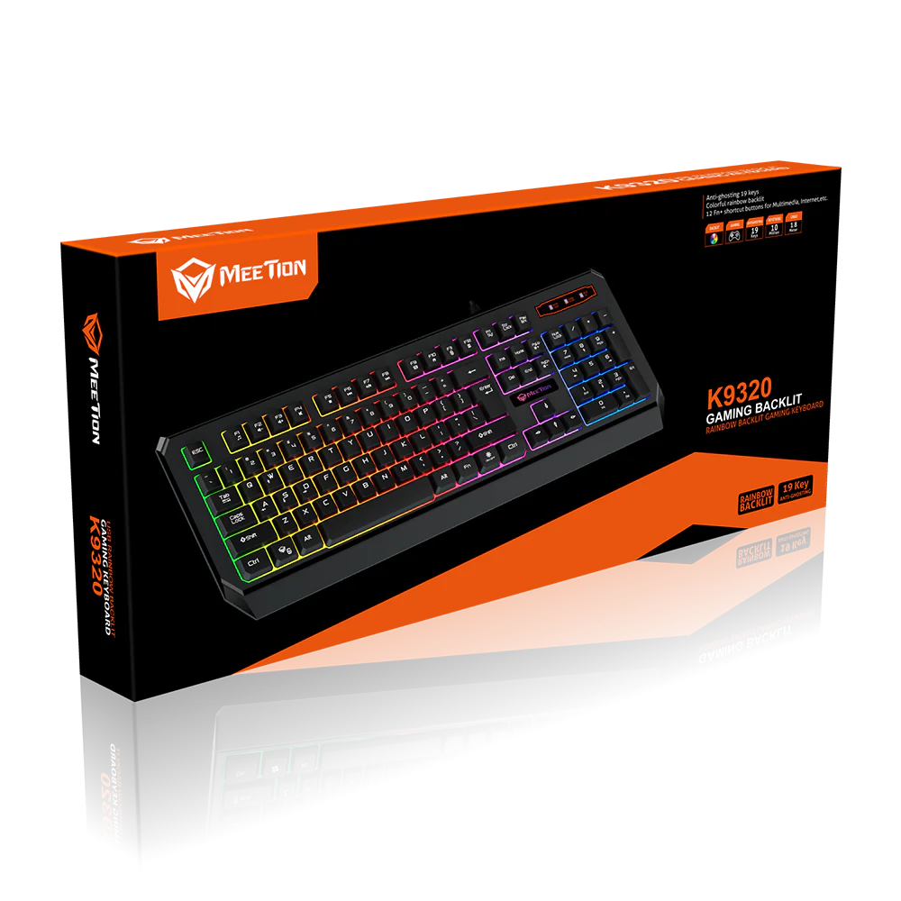 TECLADO GAMING  MEETION RGB NEGRO DE MEMBRANA k9320