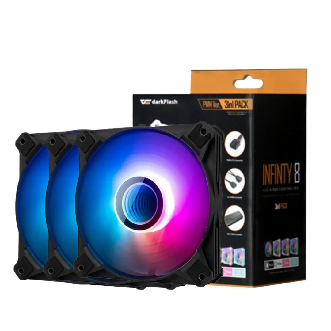 KIT DE FAN COOLER PARA PC GAMING INFINITY 8 3IN1 A-RGB NEGRO